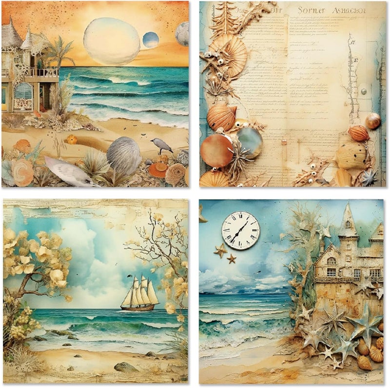 WLXTREE Beach House Scrapbook Paper Pad - 6x6 Sea Themed Travel & Vacation Scrapbooking Supplies Paper for DIY Decorative Background Cardmaking Art Journaling Planner Origami Crafts - Image 4